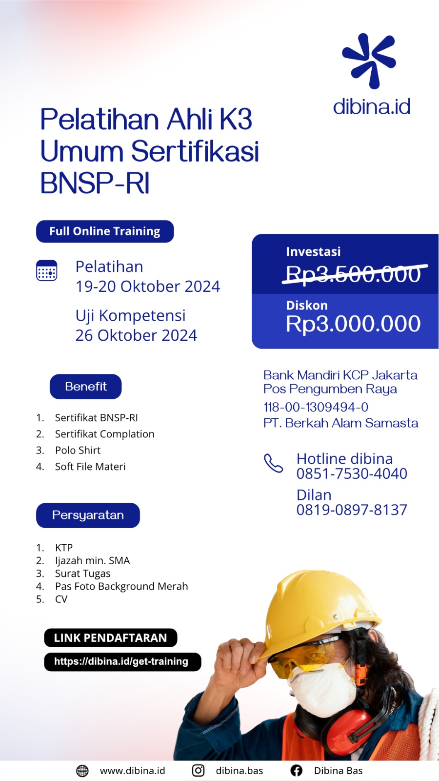 PELATIHAN AHLI K3 UMUM SERTIFIKASI BNSP